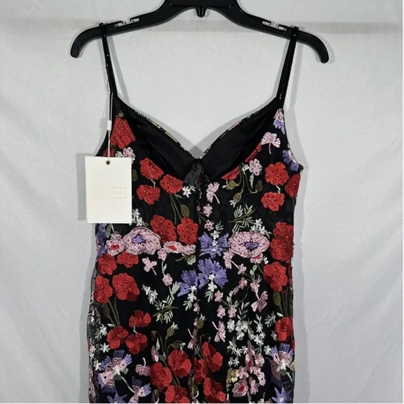 NWT $598 Mac Duggal‎ [ 8 ] Floral Lace Embroidered Sweetheart Gown Black Red - Picture 12 of 16